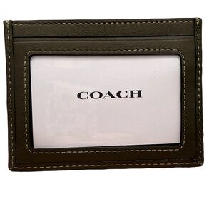 Coach Slim ID Case in Olive Drab‎ Signature Jacquard NWT Credit Card